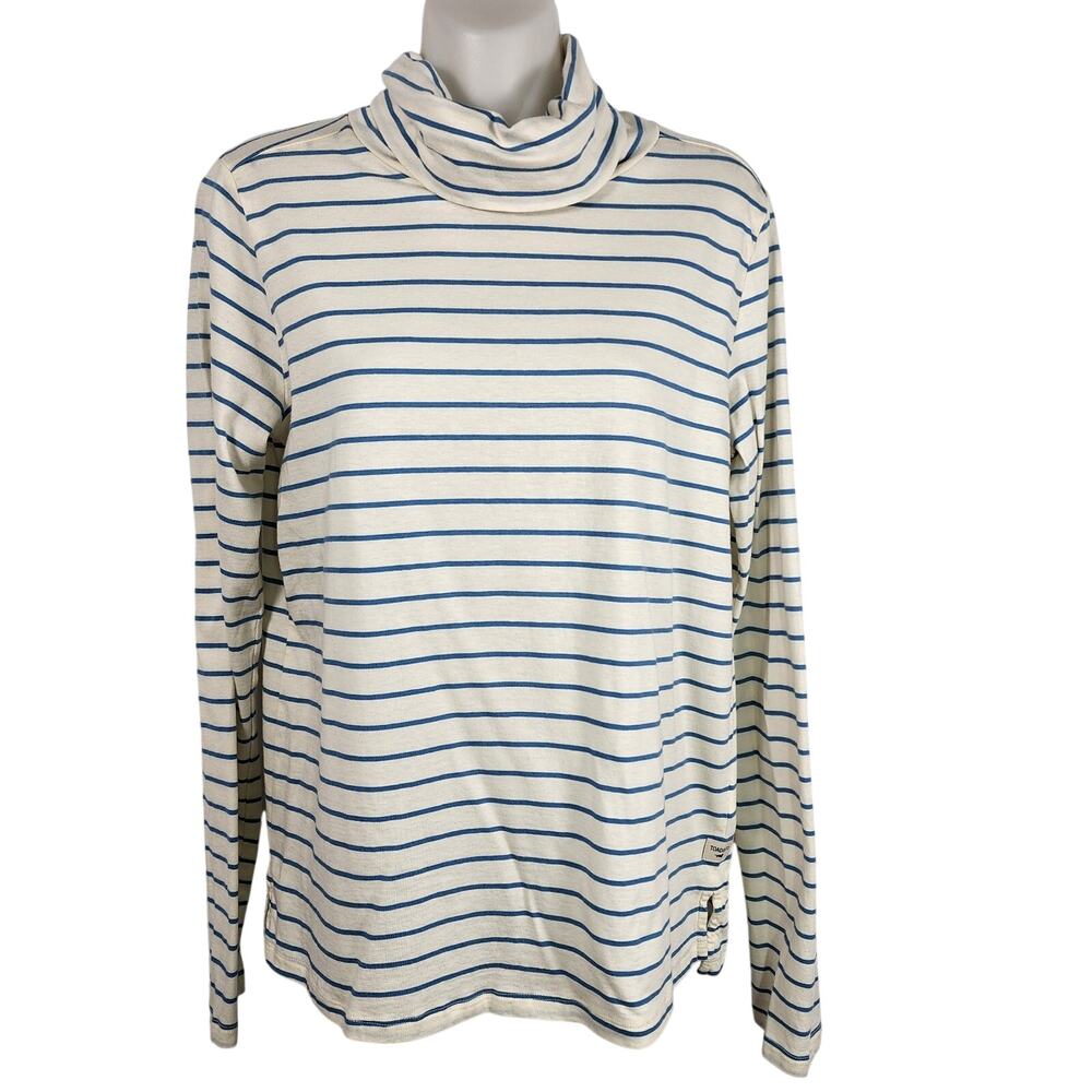 Toad&co Women Maisey Turtleneck S Egret Stripe Blue Organic Cotton Tencel Jersey